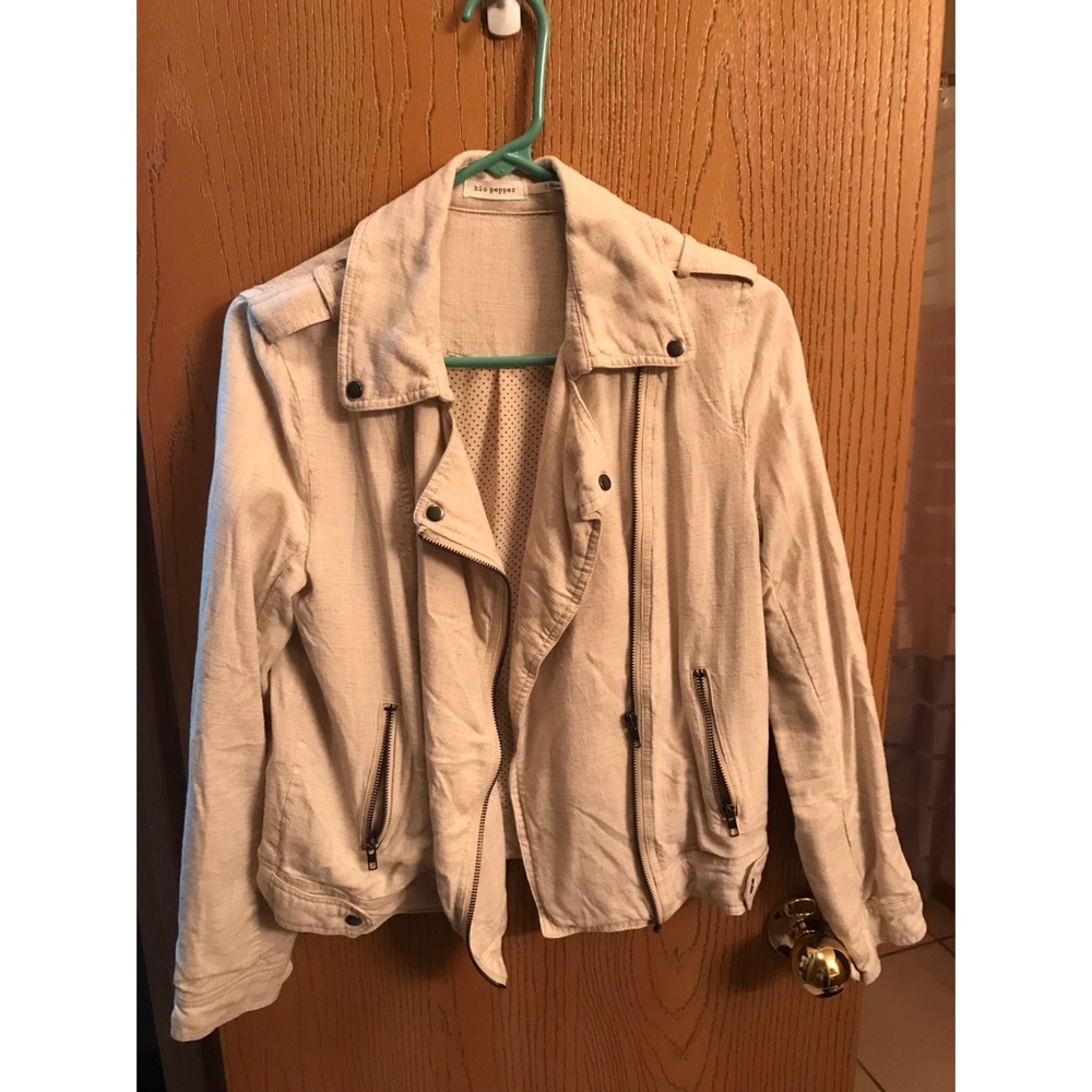 Cream Blu Pepper Moto Jacket
